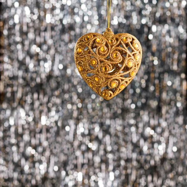 Gold heart christmas ornament