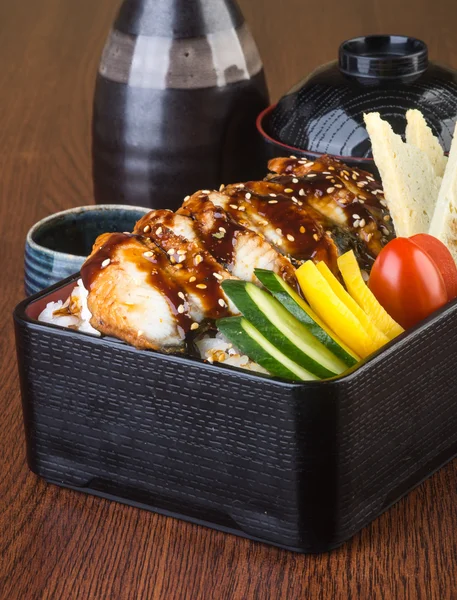 Japanese cuisine. lunch box set on the background