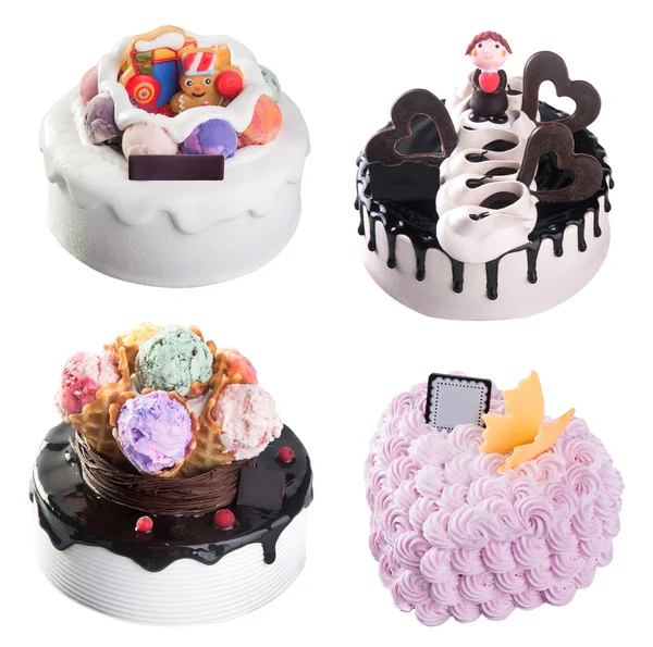 Cake. ice cream cakes collection on background