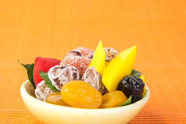 Preserved fruits & Dried fruits. Food Snack on a Background