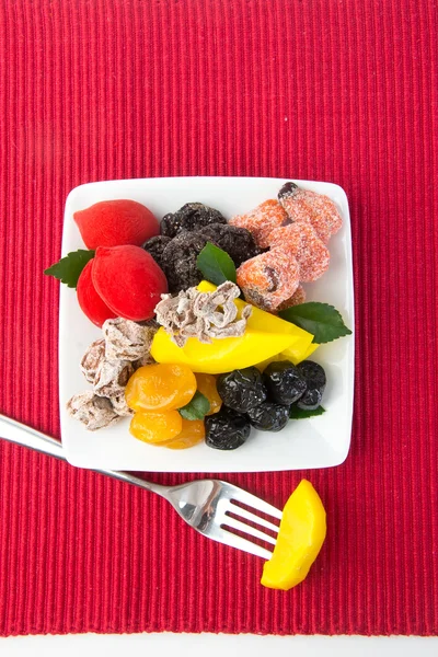 Preserved fruits & Dried fruits. Food Snack on a Background