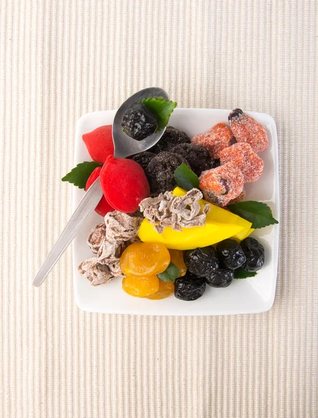 Preserved fruits & Dried fruits. Food Snack on a Background