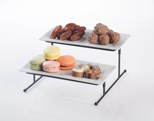 Tray. three tier serving tray on a background.