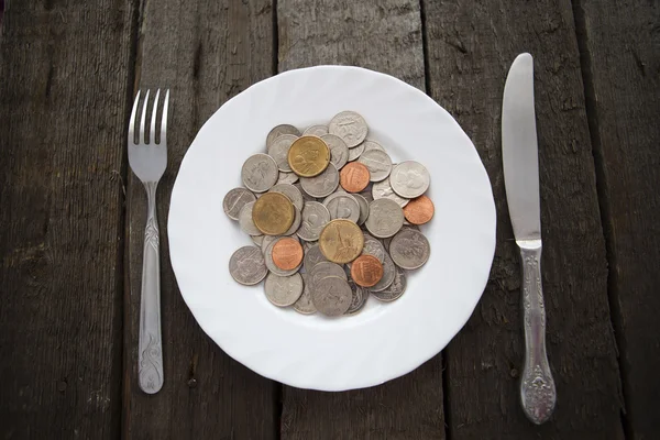 Coins on a plate