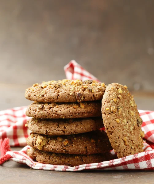 Homemade round cookies with nuts and oatmeal