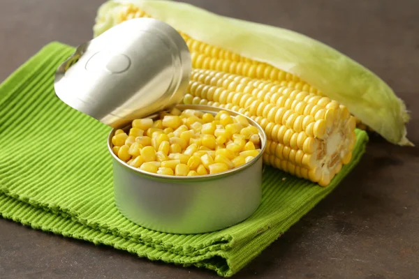 Natural organic canned corn in the pot