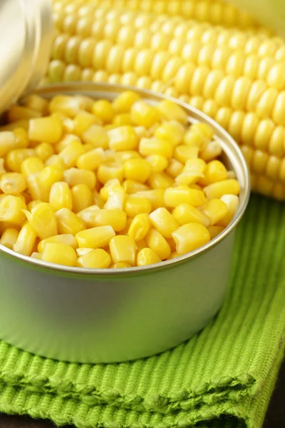 Natural organic canned corn in the pot