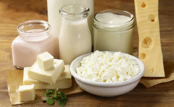 Organic dairy products - milk, sour cream, cottage cheese, yogurt
