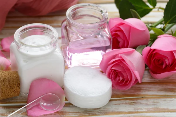 Natural organic cosmetics cream and rose water
