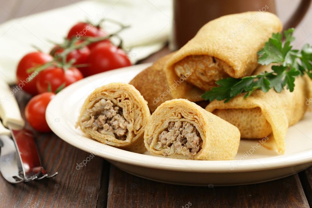 Рецепт Блинов С Мясом С Фото