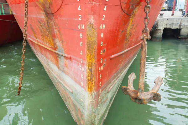 Bow of a ship with draft scale numbering