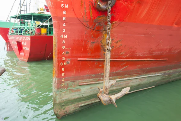 Bow of a ship with draft scale numbering