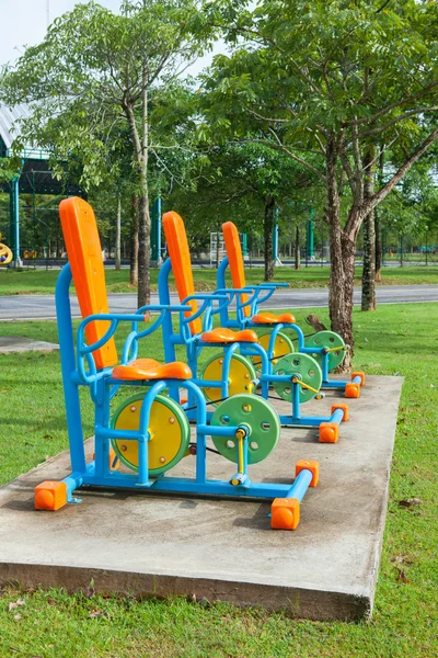 Exercise equipment in public park in the morning at Thailand