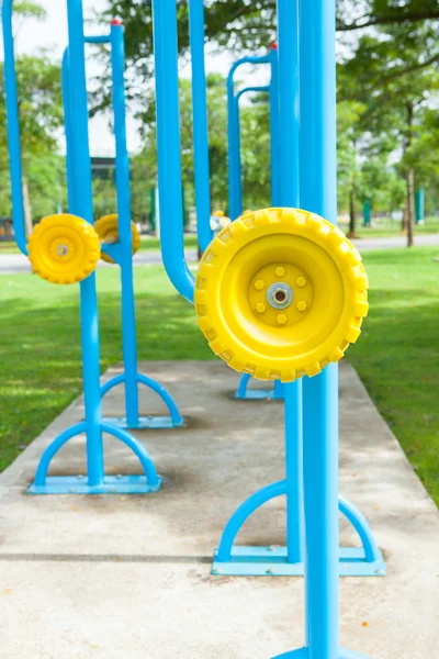 Exercise equipment in public park in the morning at Thailand