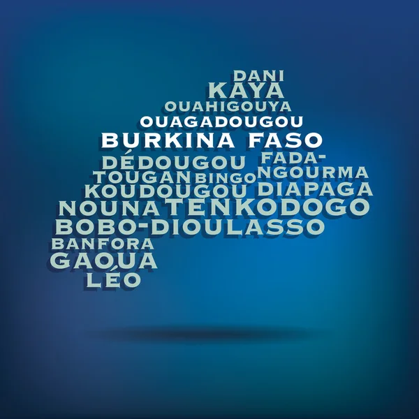 布吉纳法索地图用的城市名称 - 图库矢量图像 