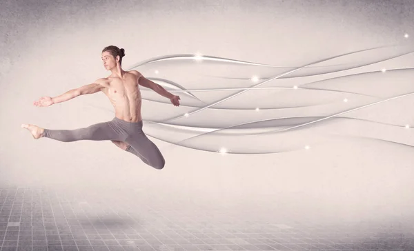 Ballet dancer performing modern dance with abstract lines