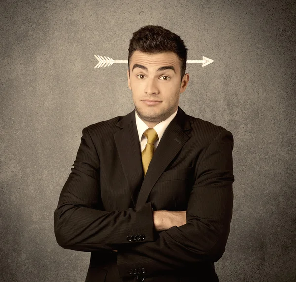 Young sales guy with arrow in the head