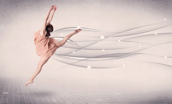 Ballet dancer performing modern dance with abstract lines