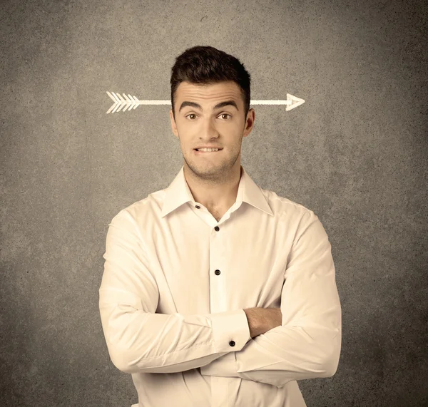 Young sales guy with arrow in the head