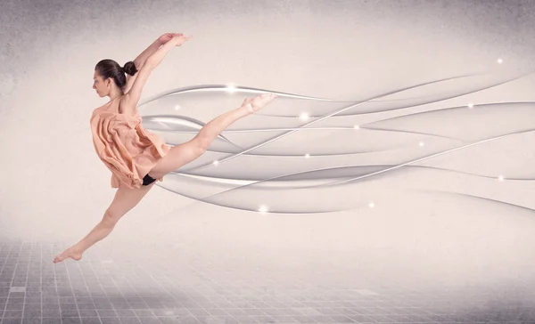 Ballet dancer performing modern dance with abstract lines