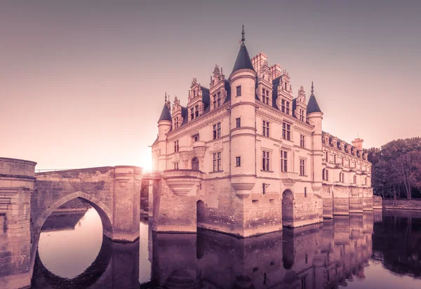 The Chateau de Chenonceau at sunset, France