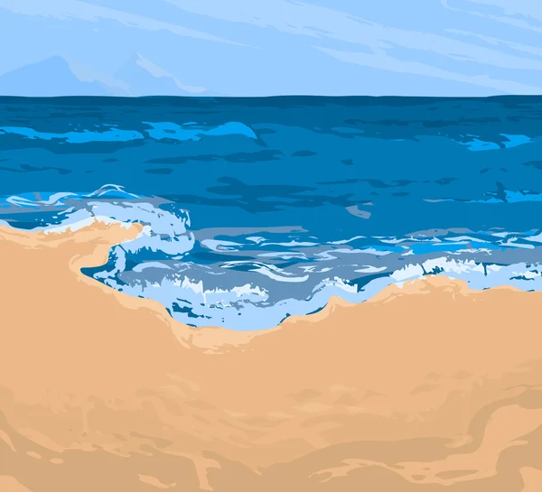 Beach scene vector nature seascape background