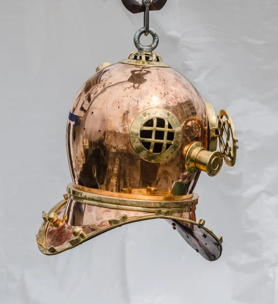 Copper old diving helmet, close-up