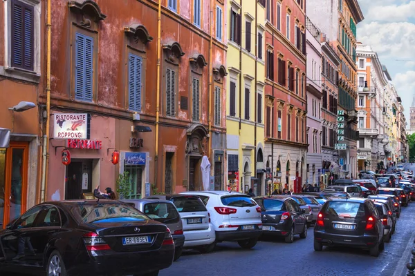 Cars on the street Via Quattro Fontane in Rome, Italy