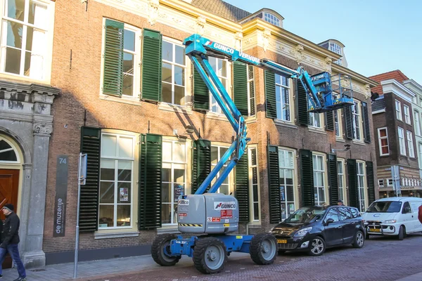 Car Tower - hoist works on the street in  Dutch city of Den Bosc