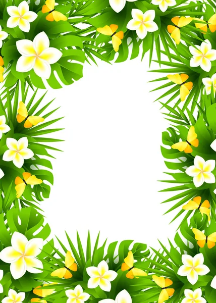 Tropical invitation background with exotic flower and yellow but
