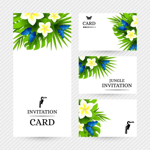 Tropical invitation background with exotic flower and blue butte