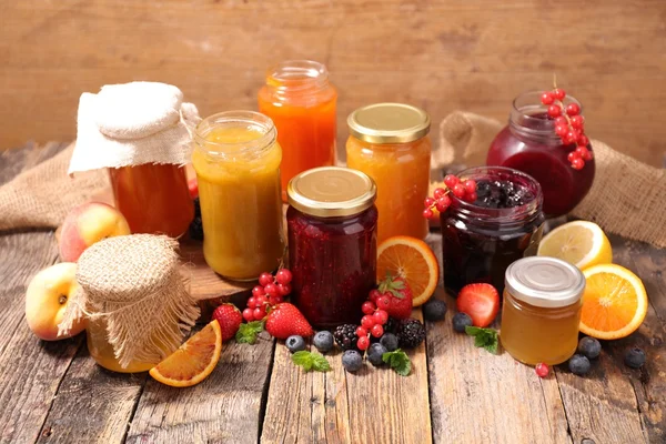 Assorted jam in jars