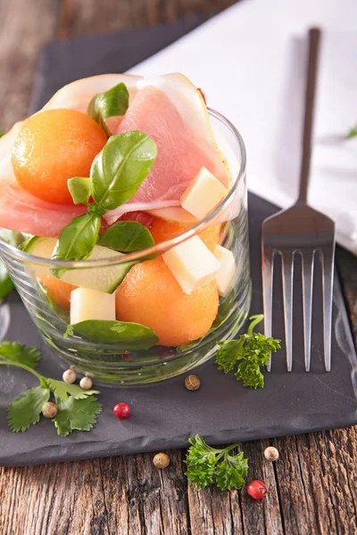 Melon and ham salad