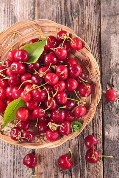 Fresh and juicy cherry in basket