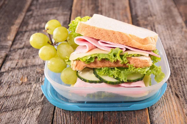 School lunch box with sandwich