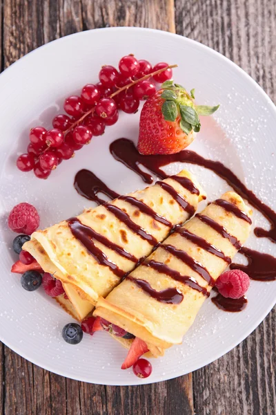 Crepe, chocolate and berries