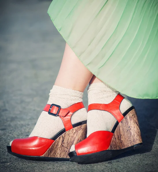 Legs of woman with high heels vintage style