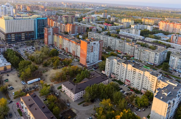 Aerial urban view on 50 let Oktyabrya street. Tyumen