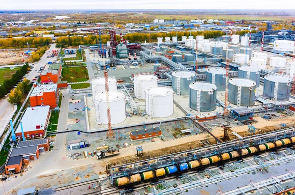 Aerial view on oil refinery plant. Tyumen. Russia