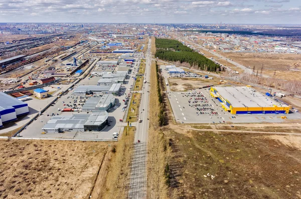 Group of car shops and hypermarket. Tyumen.Russia