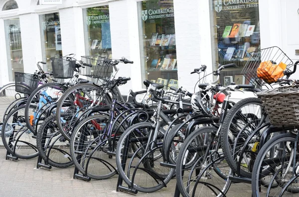 Bikes lined up neart bookstore Cambridge UK