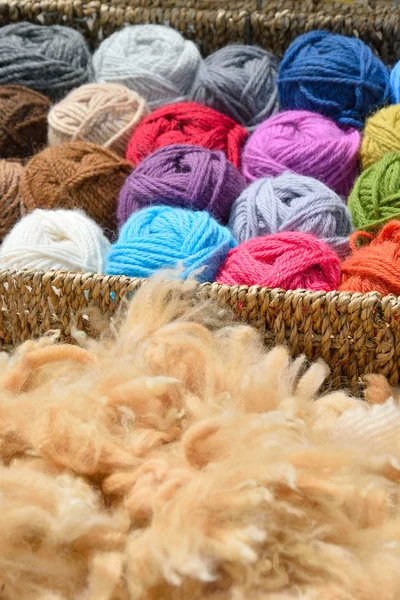 Alpaca wool balls and fleece