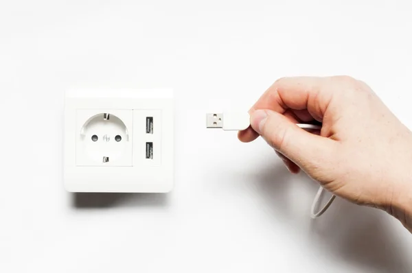 Socket with two usb charger ports.