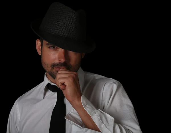 Italian Man On Black with Hat