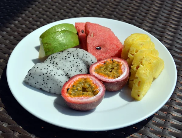 Plate of Fresh Tropical Fruits including Jack Fruit & Pineapple