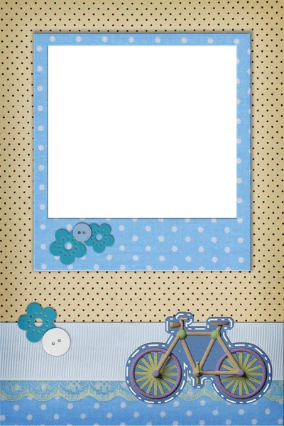 Photo frame on polka dot background