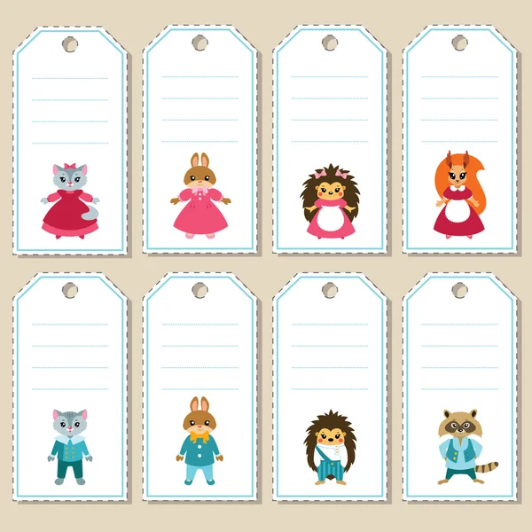 Set of cute animal gift tags