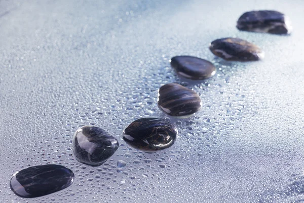 Stones in row with water drops