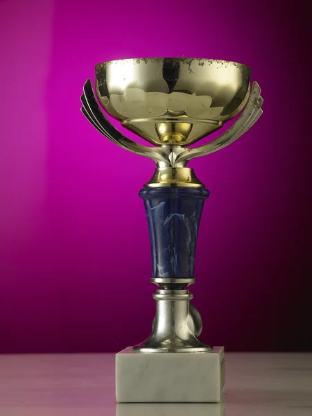 Trophy against the pink background
