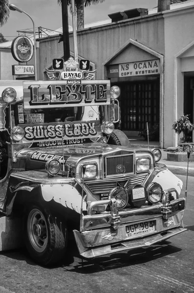 PHILIPPINES, Manila; 17 March 2000, taxi cab (jeepney) in a central street of the city - EDITORIAL (FILM SCAN)